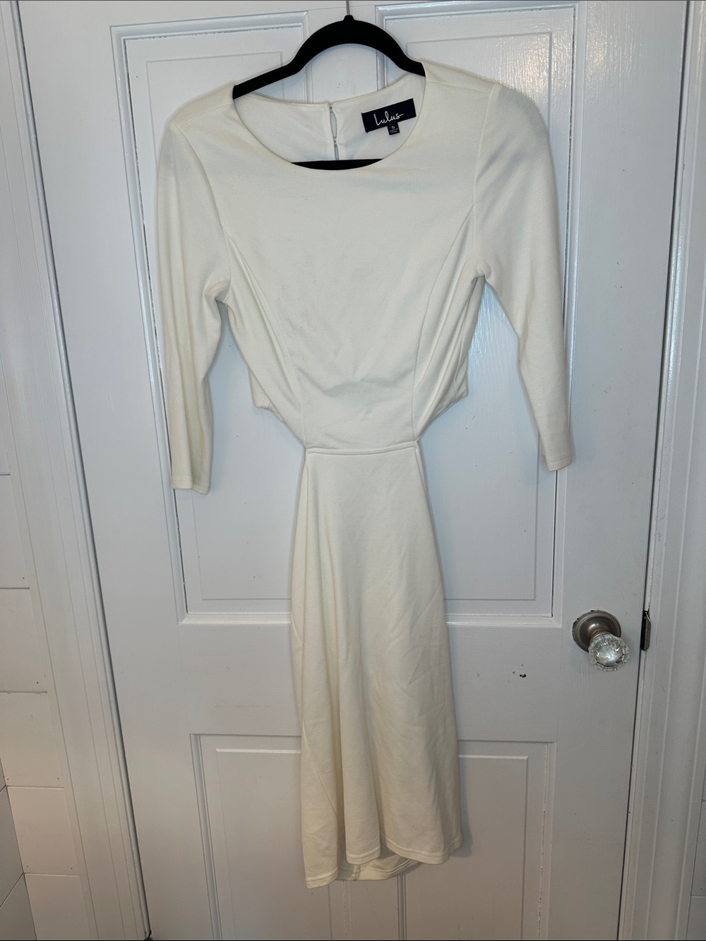 Lulu's Cream Long Sleeve Cutout Back Dress size S EUC